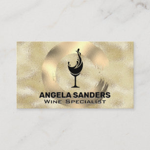Gold Metal Brushed Wine Glasses Business Card