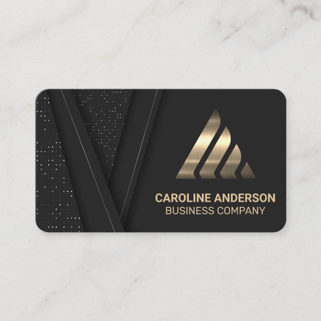 Gold Metal Corporate Logo | Sleek Business Card (Front)