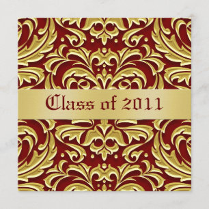 Gold Metal Damask Class of Graduation Invitation