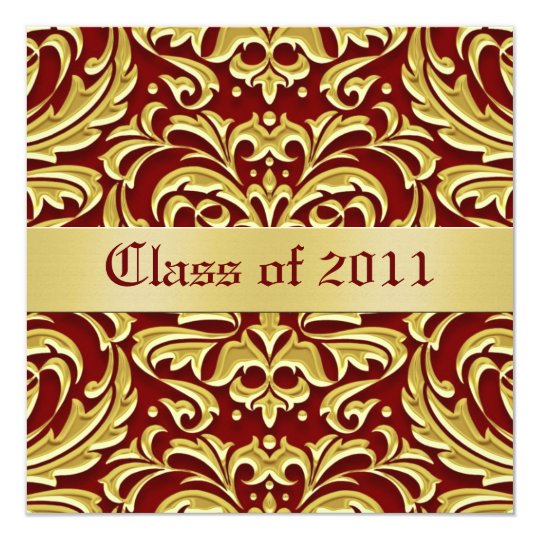 Gold Metal Damask Class of Graduation Invitation