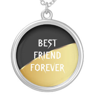 Gold Metal Elegant Black Best Friends Forever Silver Plated Necklace