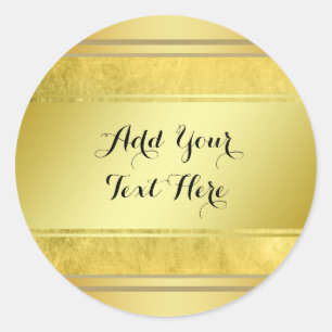 Gold Metal Foil Faux Glitter Customise Classic Classic Round Sticker