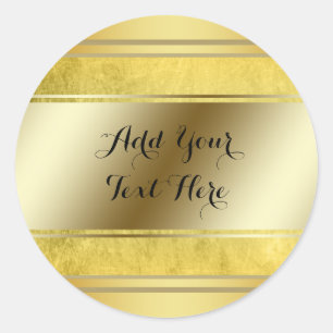 Gold Metal Foil Faux Glitter Customise Classic Round Sticker