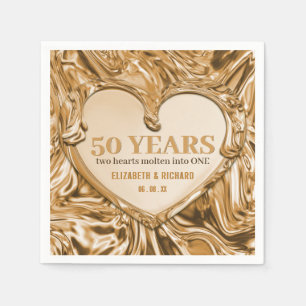 Gold Metal Heart Wedding Anniversary Napkin