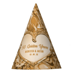 Gold Metal Heart Wedding Anniversary Party Hat