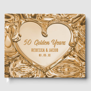 Gold Metal Heart Wedding Guest Book