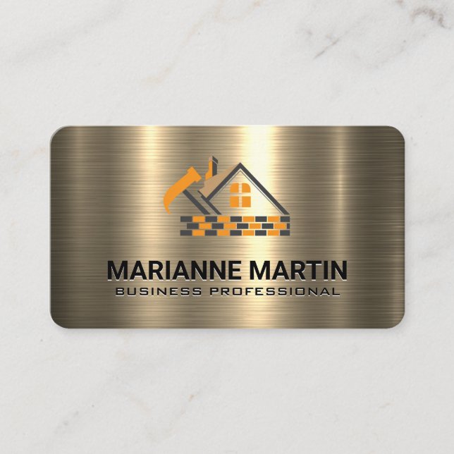 Gold Metal | Home Hammers Logo | Repair Business Card (Front)