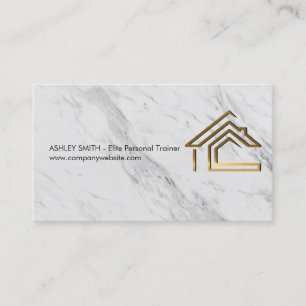 Gold Metal House Logo   Marble Business Card