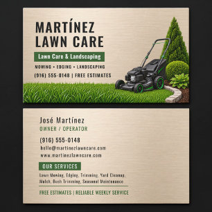 Gold Metal Lawn Care & Landscaping Professional Business Card