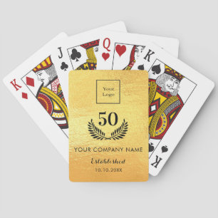 Gold metal logo business years of service playing cards