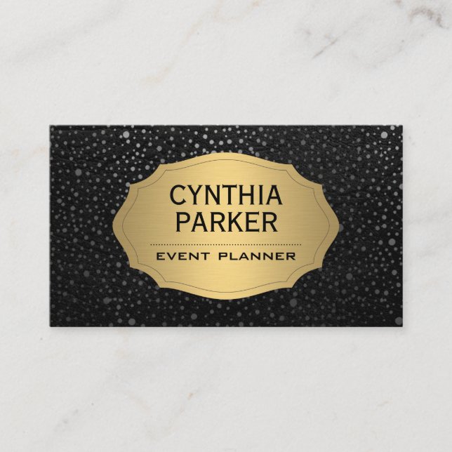 Gold Metal Lux | Metallic Speckled Dots Business Card (Front)