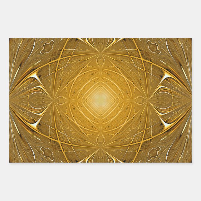Gold Metal Pattern Design Wrapping Paper Sheet (Front)
