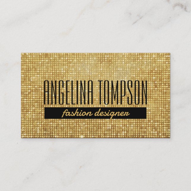 Gold Metal Pattern Fashion Blogger Design Expert Business Card (Front)
