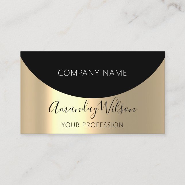 Gold Metal Professional Minimalism Geometry Business Card (Front)