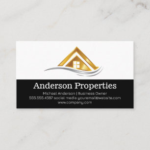 Gold Metal Real Estate Roof Property Business Card