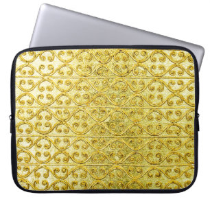 Gold metal seamless pattern laptop sleeve