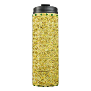 Gold metal seamless pattern  thermal tumbler