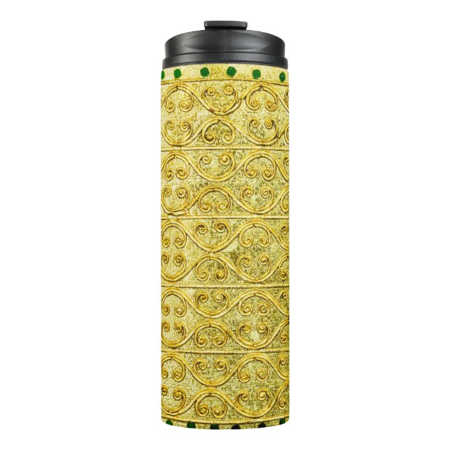 Gold metal seamless pattern  thermal tumbler (Front)