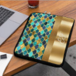 Gold Metal Sparkle Mermaid Tail Monogram Scales Laptop Sleeve<br><div class="desc">This design was created though digital art. It may be personalised in the area provide or customising by choosing the click to customise further option and changing the name, initials or words. You may also change the text colour and style or delete the text for an image only design. Contact...</div>