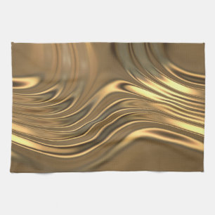 Gold Metal Swirling Design Tea Towel