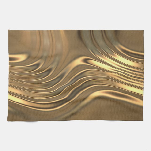 Gold Metal Swirling Design Tea Towel (Horizontal)
