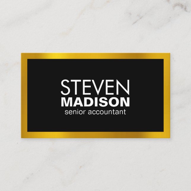 Gold Metal Trim Business Card (Front)