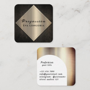 Gold Metal Vector Metallic Steel iron  Square Business Card
