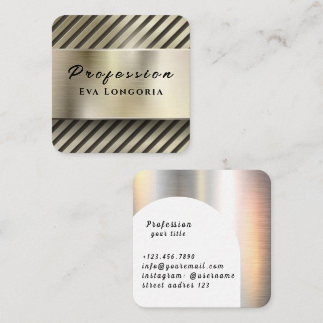 Gold Metal Vector Metallic Steel iron  Square Business Card (Front/Back)