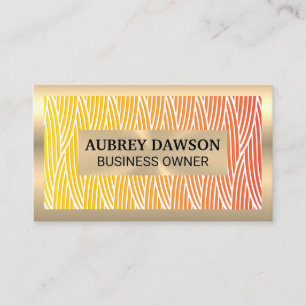 Gold Metal   Weaved Pattern Lines Business Card