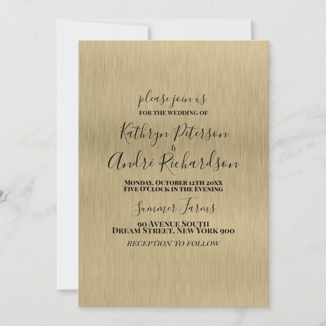 Gold Metal Wedding Invitation (Front)