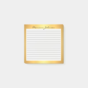 gold metal with lines background,custom post-it notes