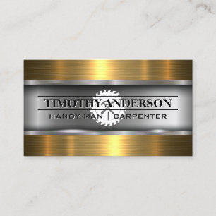 Gold Metal Wood   Saw and Hammer  Business Card