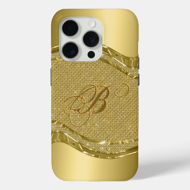 Gold Metallic And Diamonds Print Pattern Case-Mate iPhone Case (Back)