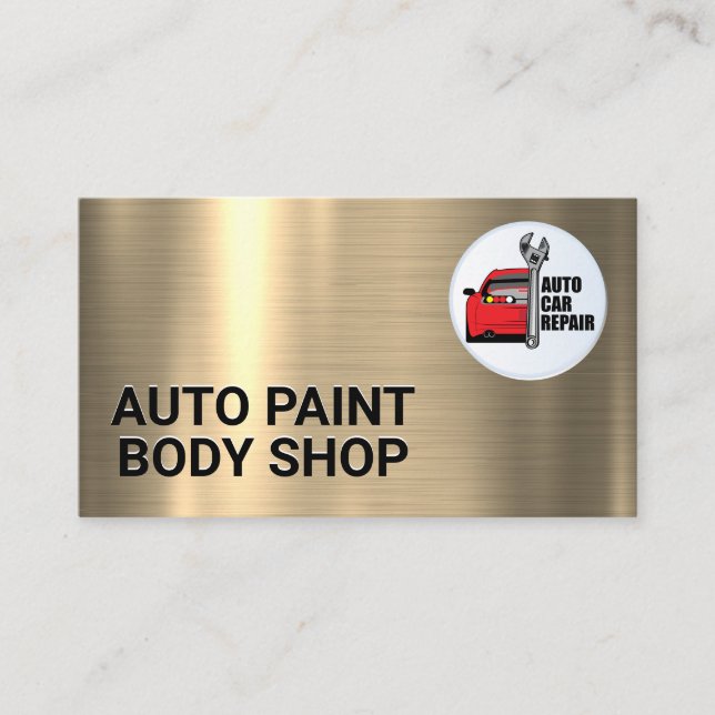 Gold Metallic | Auto Car Repair Logo Business Card (Front)