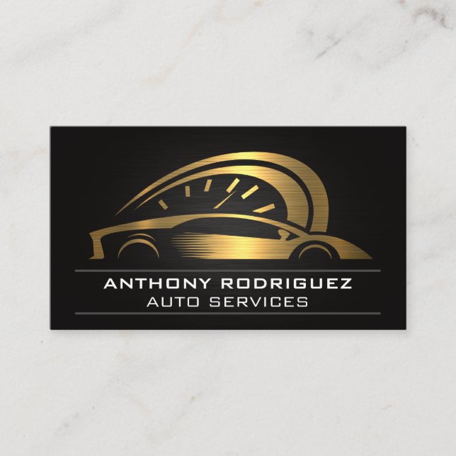 Gold Metallic Auto Logo Business Card (Front)