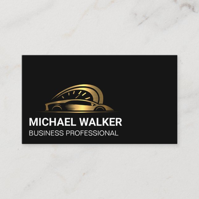 Gold Metallic Auto Logo Business Card (Front)