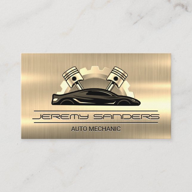 Gold Metallic | Auto Repair Services Business Card (Front)