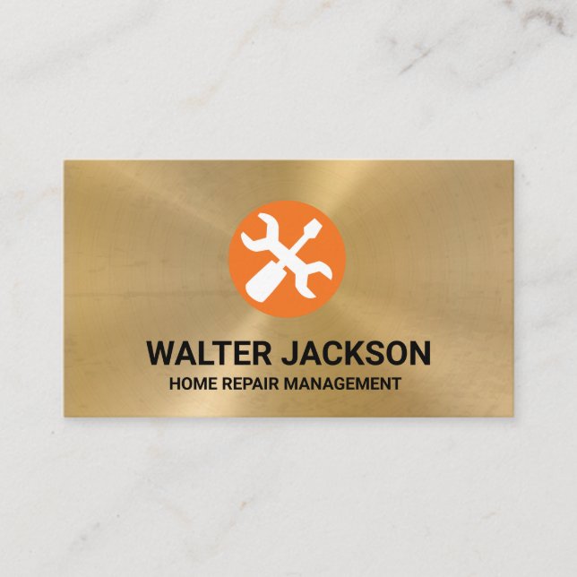 Gold Metallic Background | Repair Tools  Business Card (Front)