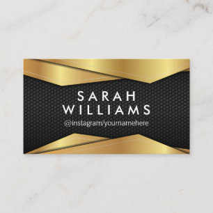 Gold Metallic   Black Metal Pattern Business Card