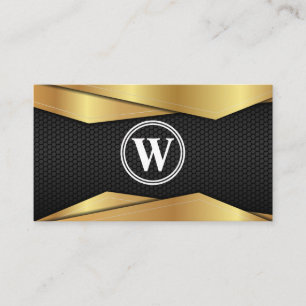 Gold Metallic   Black Metal Texture Business Card