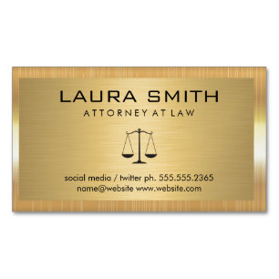 Gold Metallic Border Gold Metal Brushed Magnetic Business Card