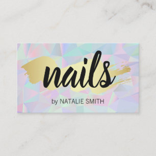Gold Metallic Brushed Geometric Holographic Business Card
