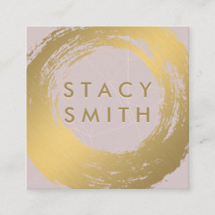 Gold Metallic Brushed   Rose Gold Poly Background Square Business Card
