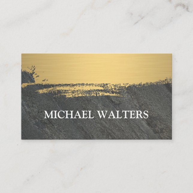 Gold Metallic Brushed | Slate Business Card (Front)