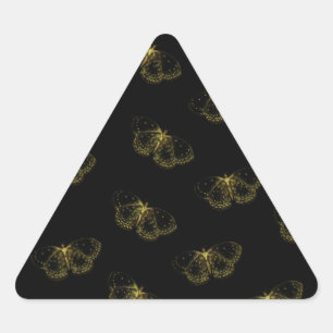 Gold Metallic Butterflies Pattern On Black Triangle Sticker