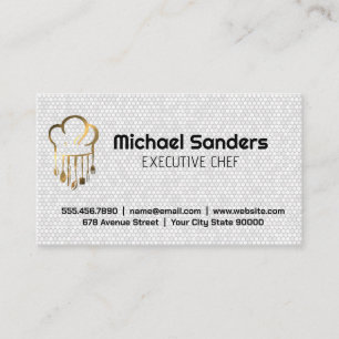 Gold Metallic Chef Logo Culinary Business Card