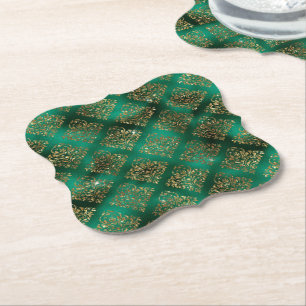 Gold Metallic Christmas Holiday  Paper Coaster