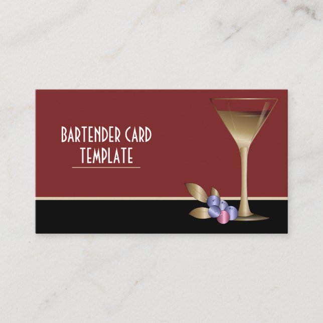 Gold Metallic Cocktail Glass Business Card (Front)