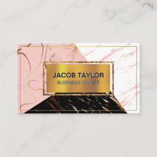 Gold Metallic   Colour Block Marble Business Card