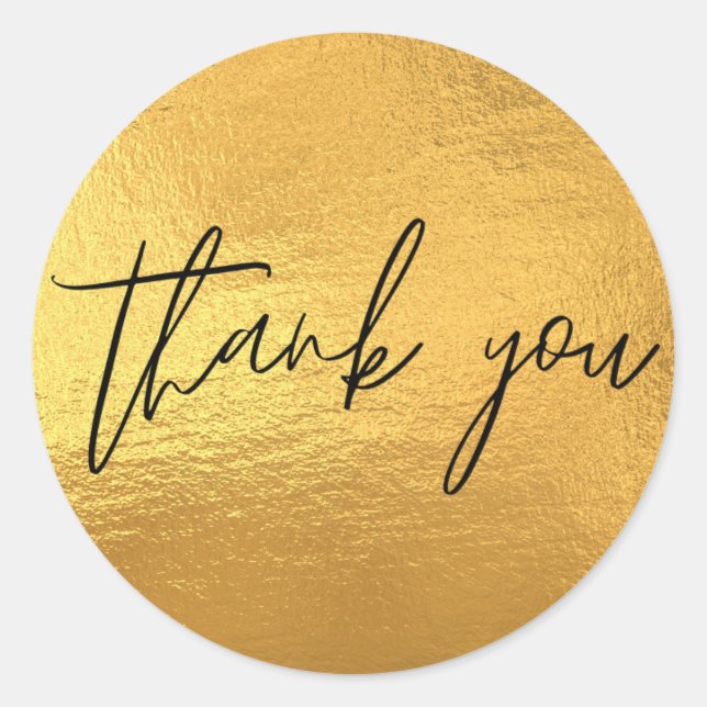 Gold Metallic Colours Thank You Classic Round Sticker (Front)